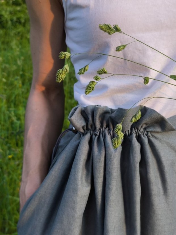 Ľanová sukňa _MINIMAL_na objednávku - veľkosť: L, farba: iná