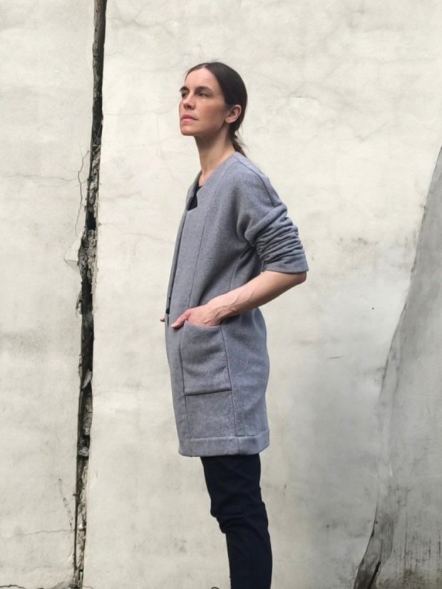 kardigán_MiDI_bavlnený-fleece_ - veľkosť: M, farba: biela