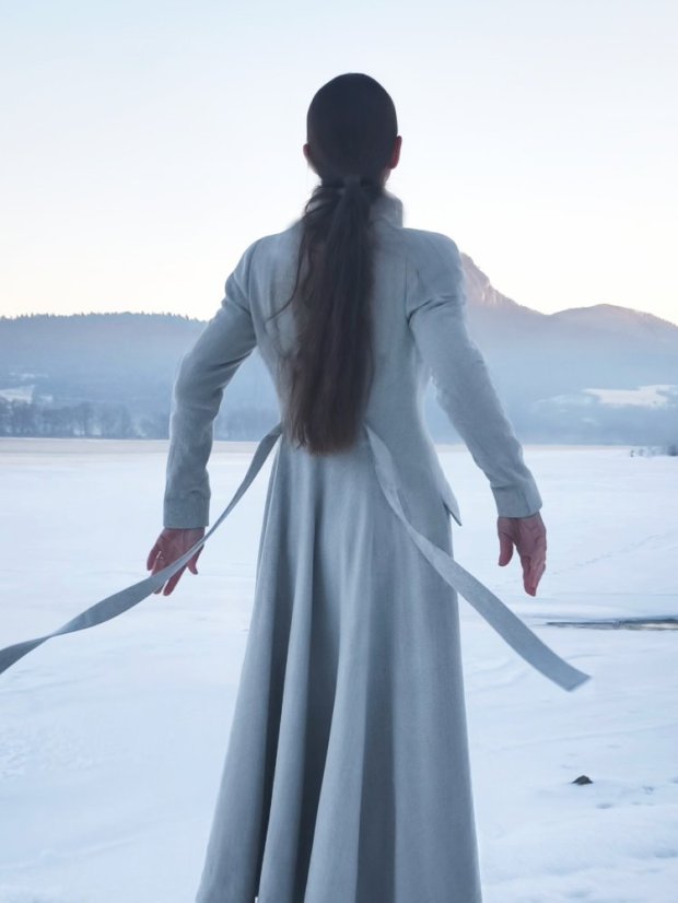 kabát _THREE_ - veľkosť: 38, farba: čokoládová