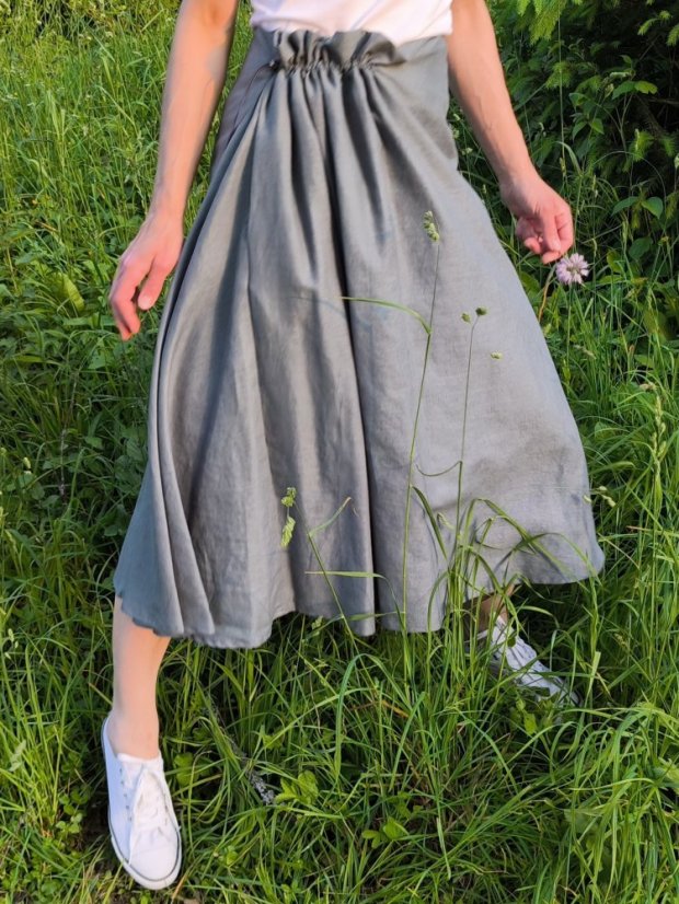 Ľanová sukňa _MINIMAL_na objednávku - veľkosť: L, farba: iná