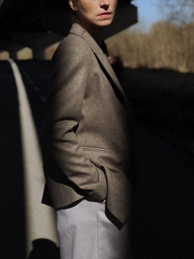 vlnené sako FOUR, hnedé