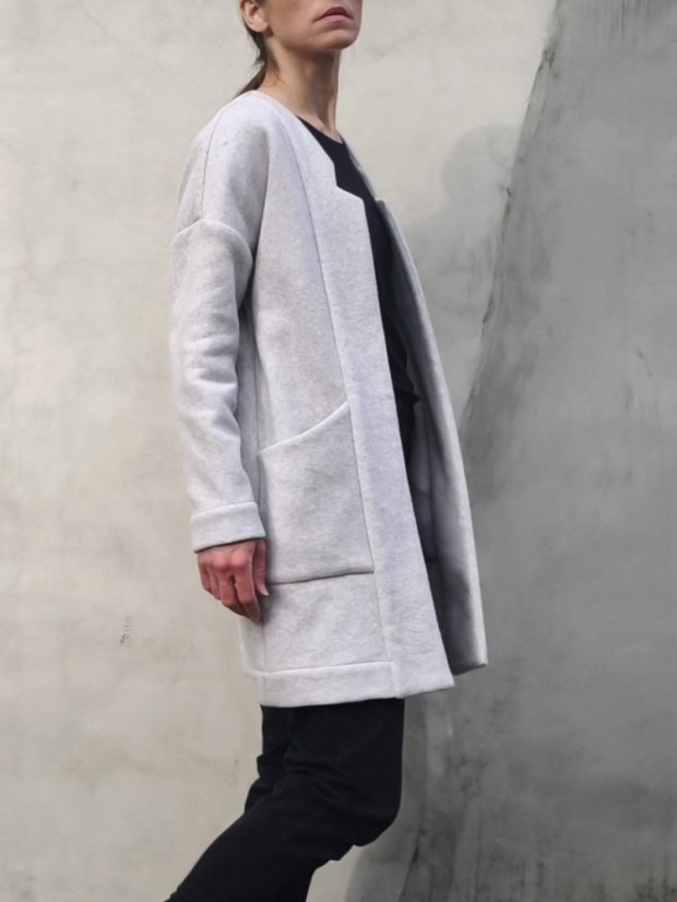 kardigán_MiDI_bavlnený-fleece_ - veľkosť: M, farba: biela