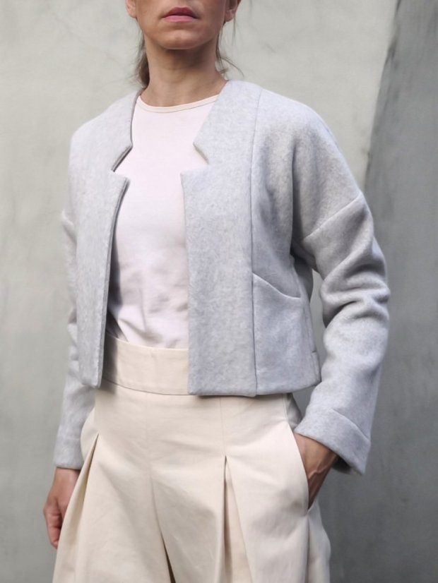 kardigán_MiNI_bavlnený_fleece na objednávku - veľkosť: S, farba: biela