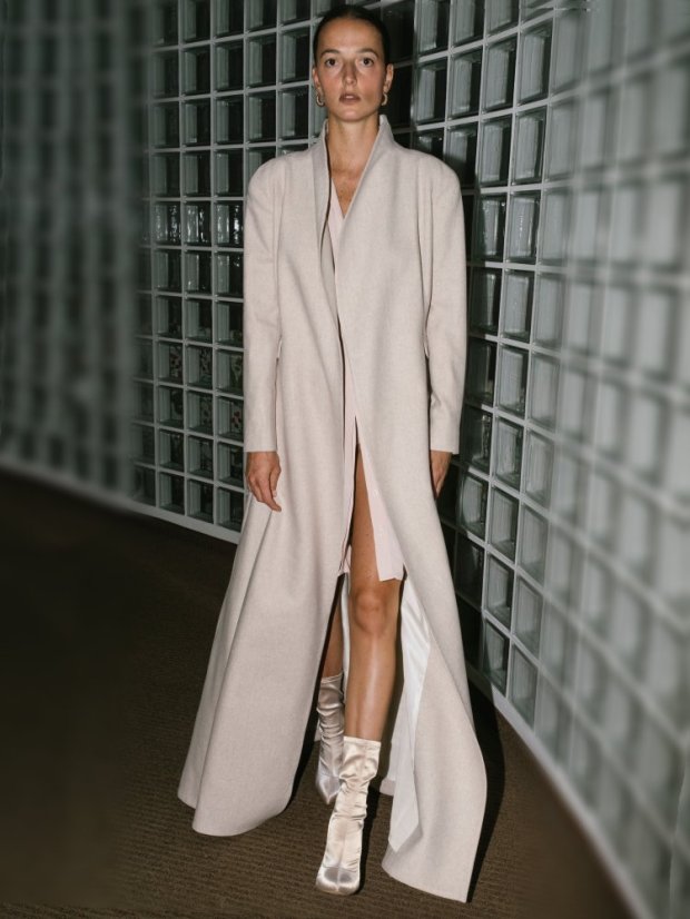 kabát _THREE_ - veľkosť: 38, farba: čokoládová