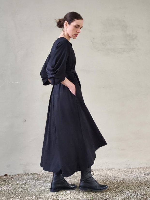 šaty_EIGHT_ viscose satin - veľkosť: XS, farba: čierna