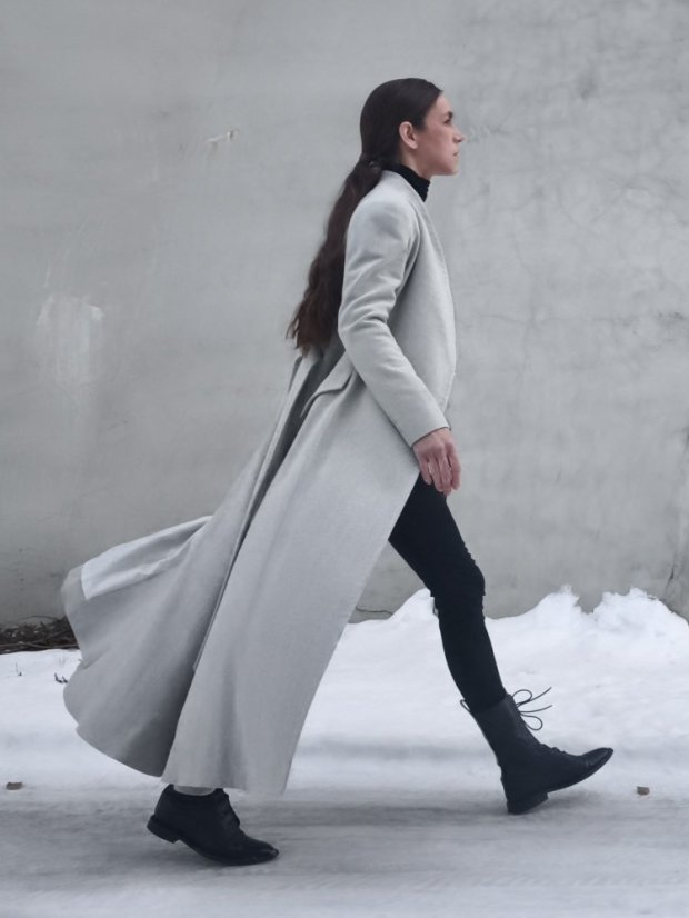 kabát _THREE_ - veľkosť: 38, farba: čokoládová