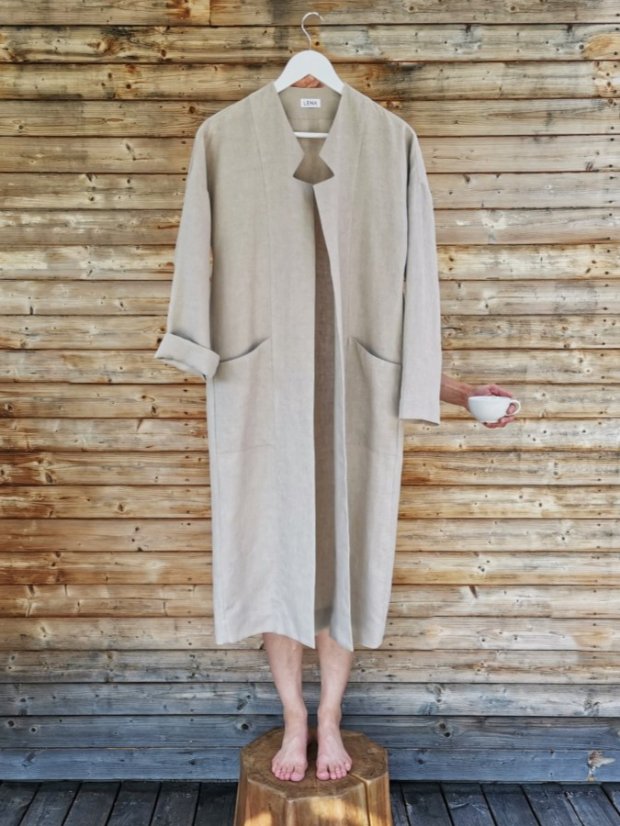 cardigan_MAXI_linen - size: XS-S, color: čierna