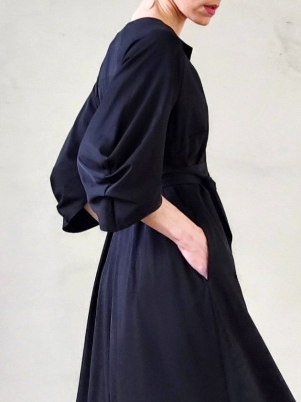 šaty_EIGHT_ viscose satin - veľkosť: XS, farba: čierna
