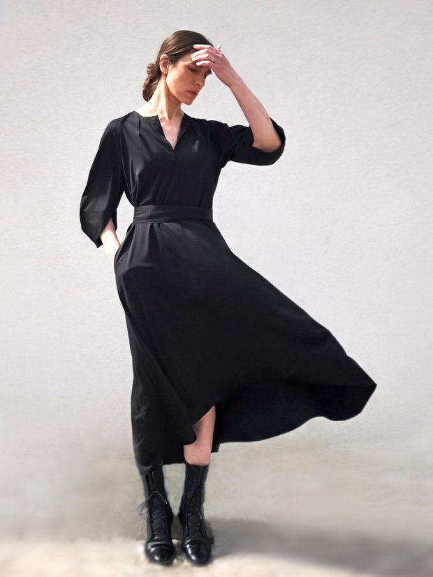 šaty_EIGHT_ viscose satin - veľkosť: XS, farba: čierna