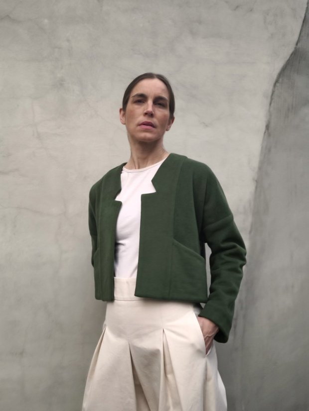 kardigán_MiNI_bavlnený_fleece na objednávku - veľkosť: S, farba: biela