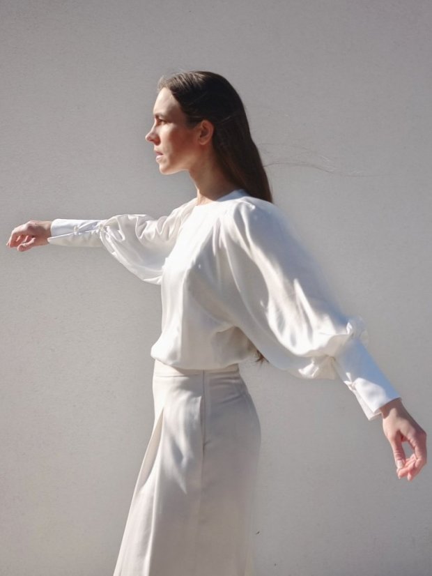 blúzka_MINIMAL_viscose satin - veľkosť: L, farba: smotanová