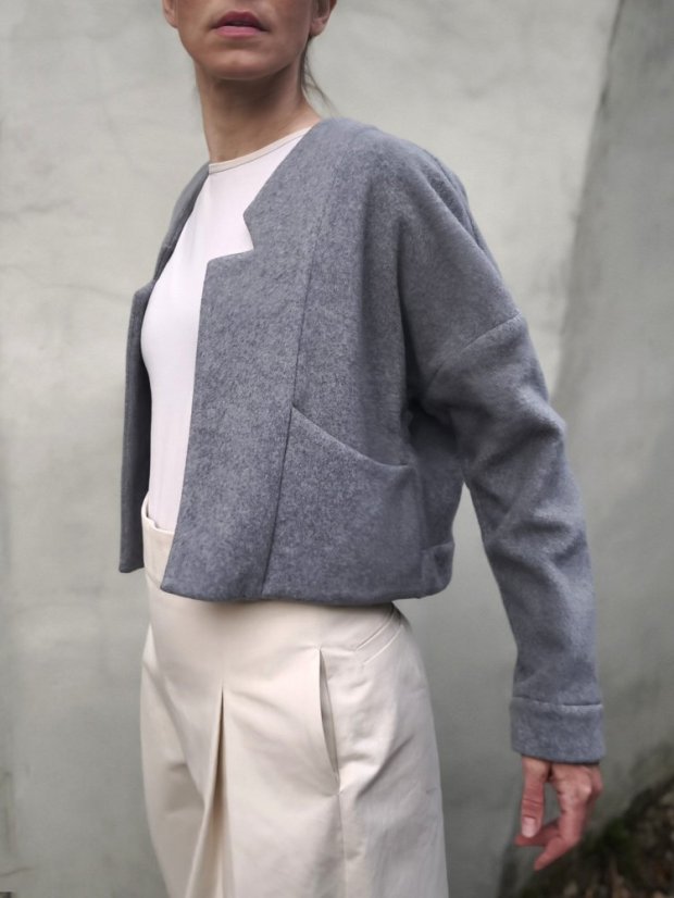 kardigán_MiNI_bavlnený_fleece na objednávku - veľkosť: S, farba: biela
